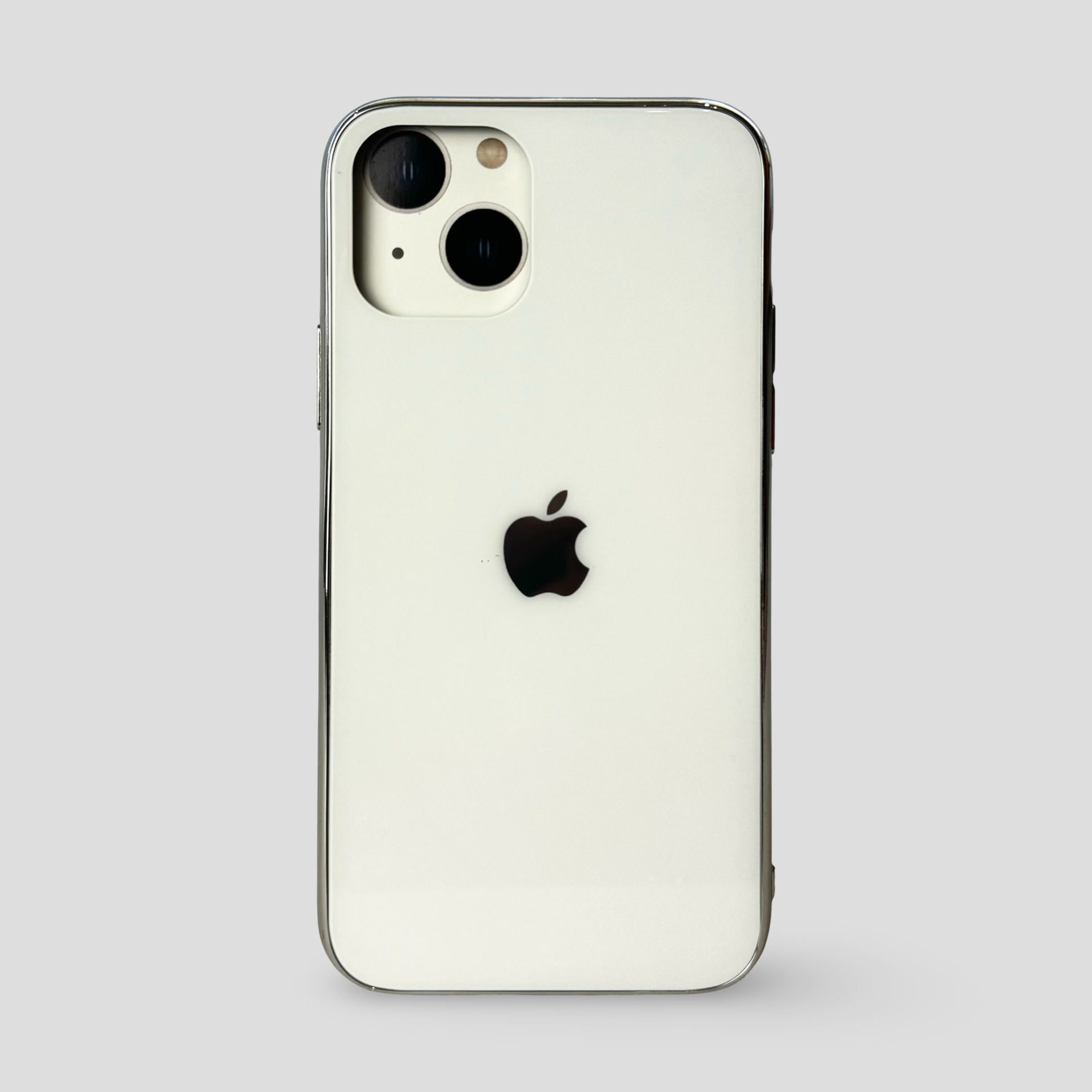 Стъклен кейс с лого за iPhone - Бял