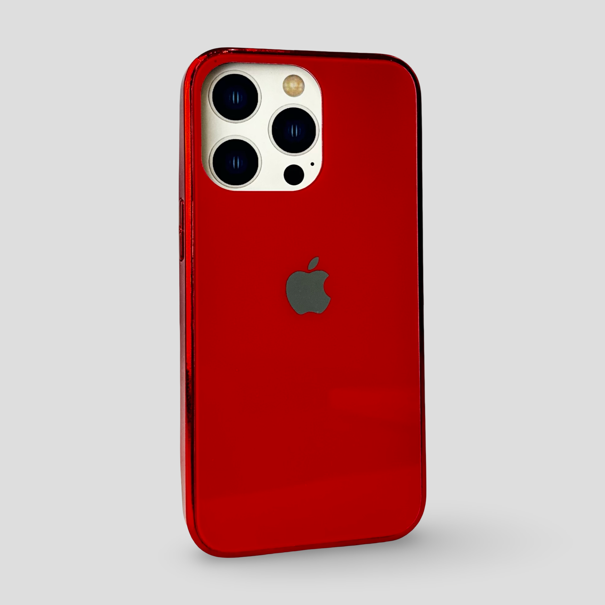 Стъклен кейс с лого за iPhone - Червен