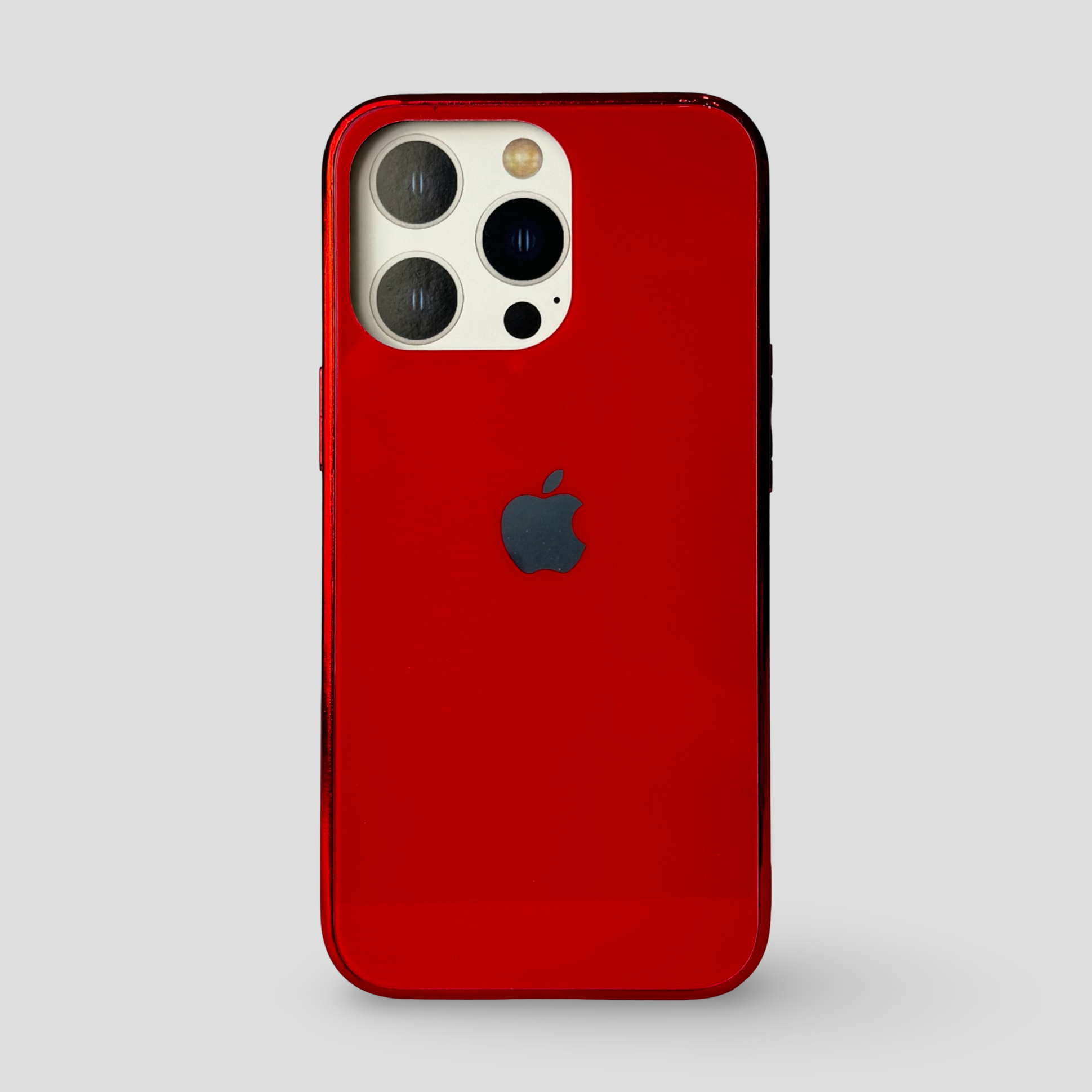 Стъклен кейс с лого за iPhone - Червен