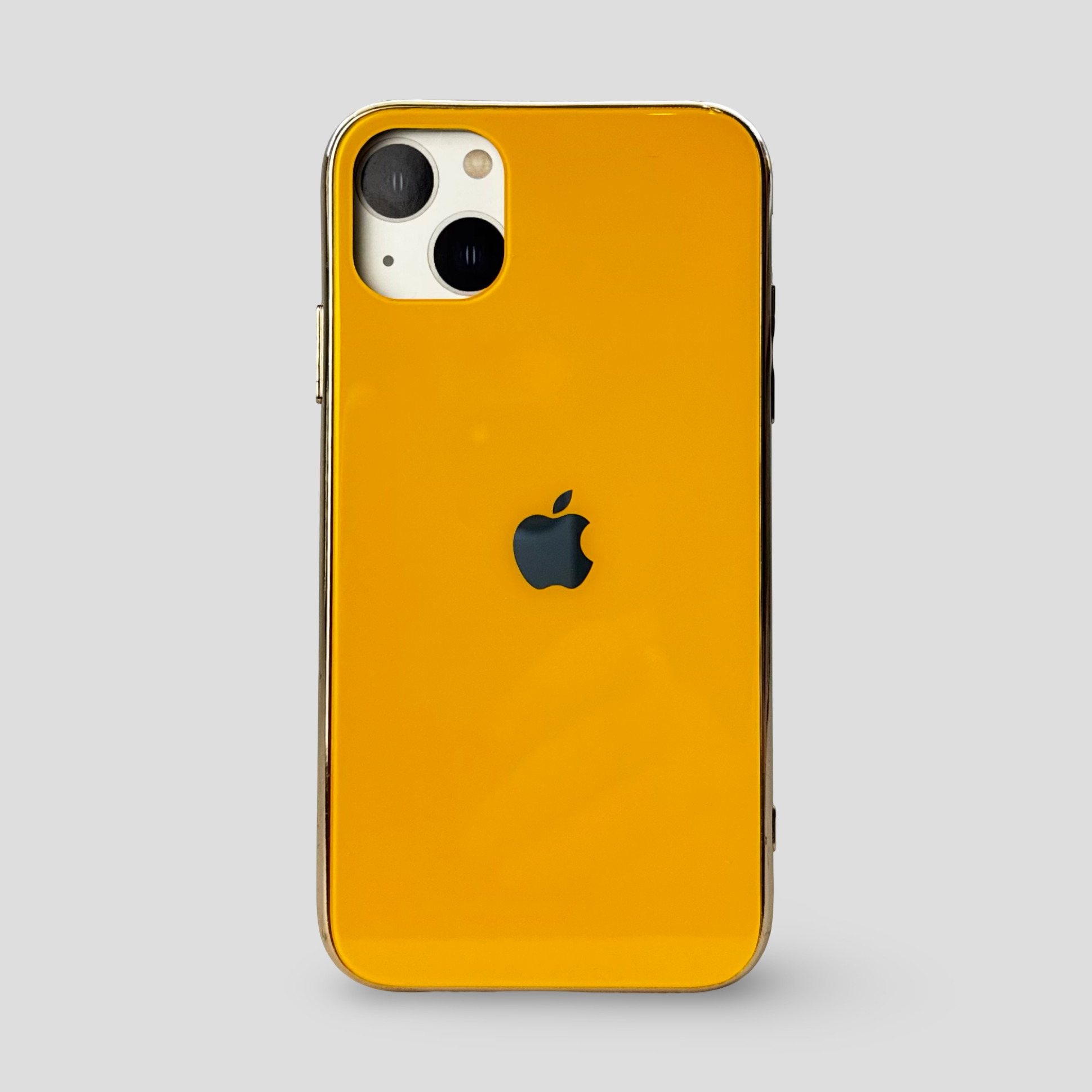 Стъклен кейс с лого за iPhone - Жълт