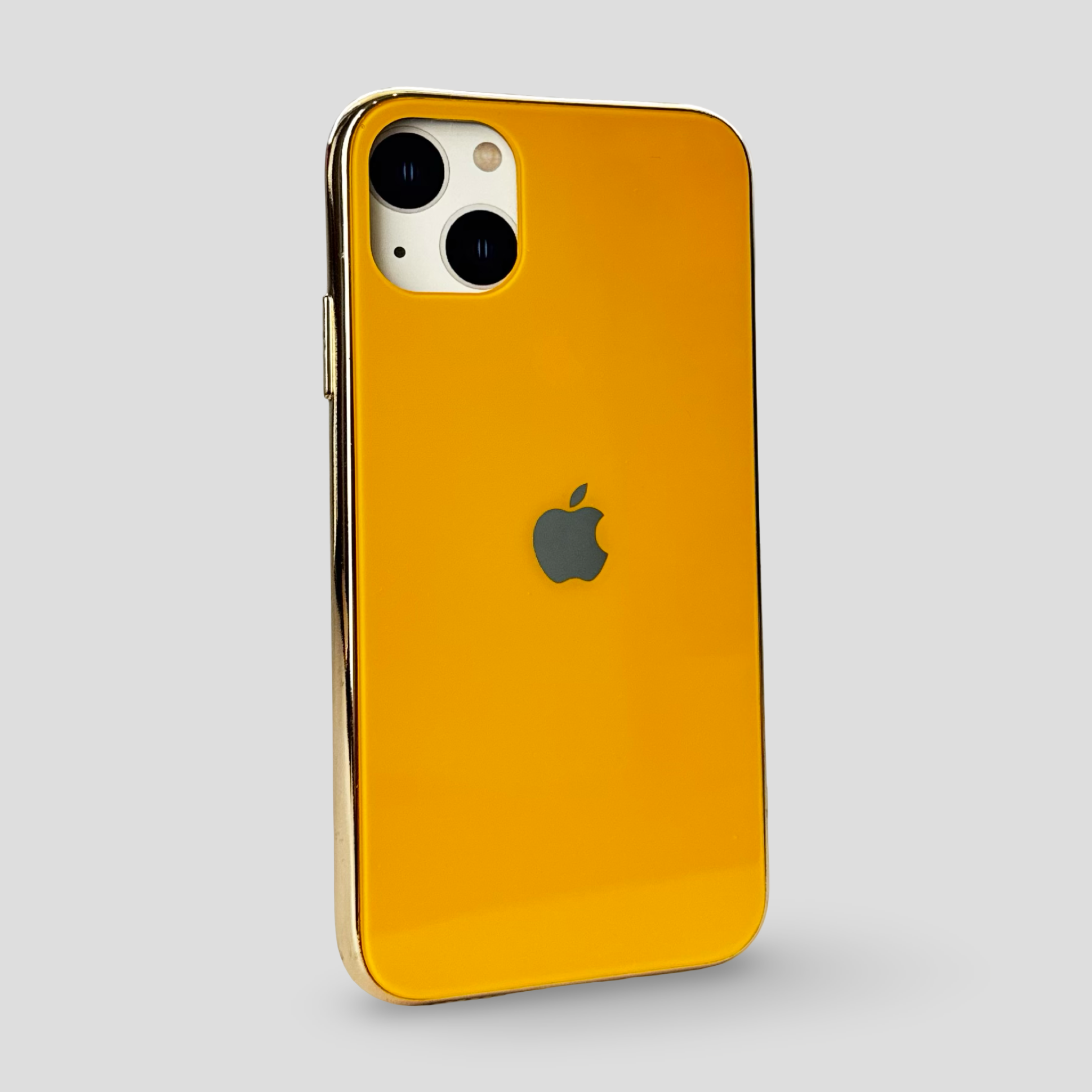 Стъклен кейс с лого за iPhone - Жълт