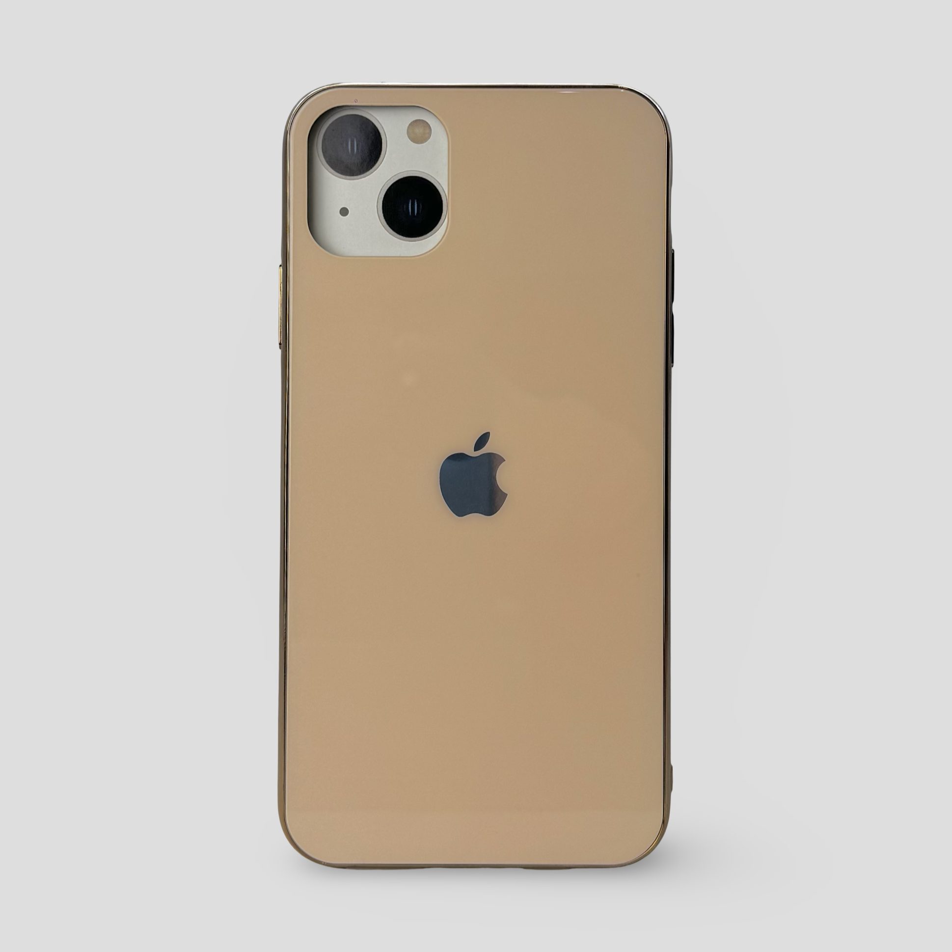 Стъклен кейс с лого за iPhone - Златист
