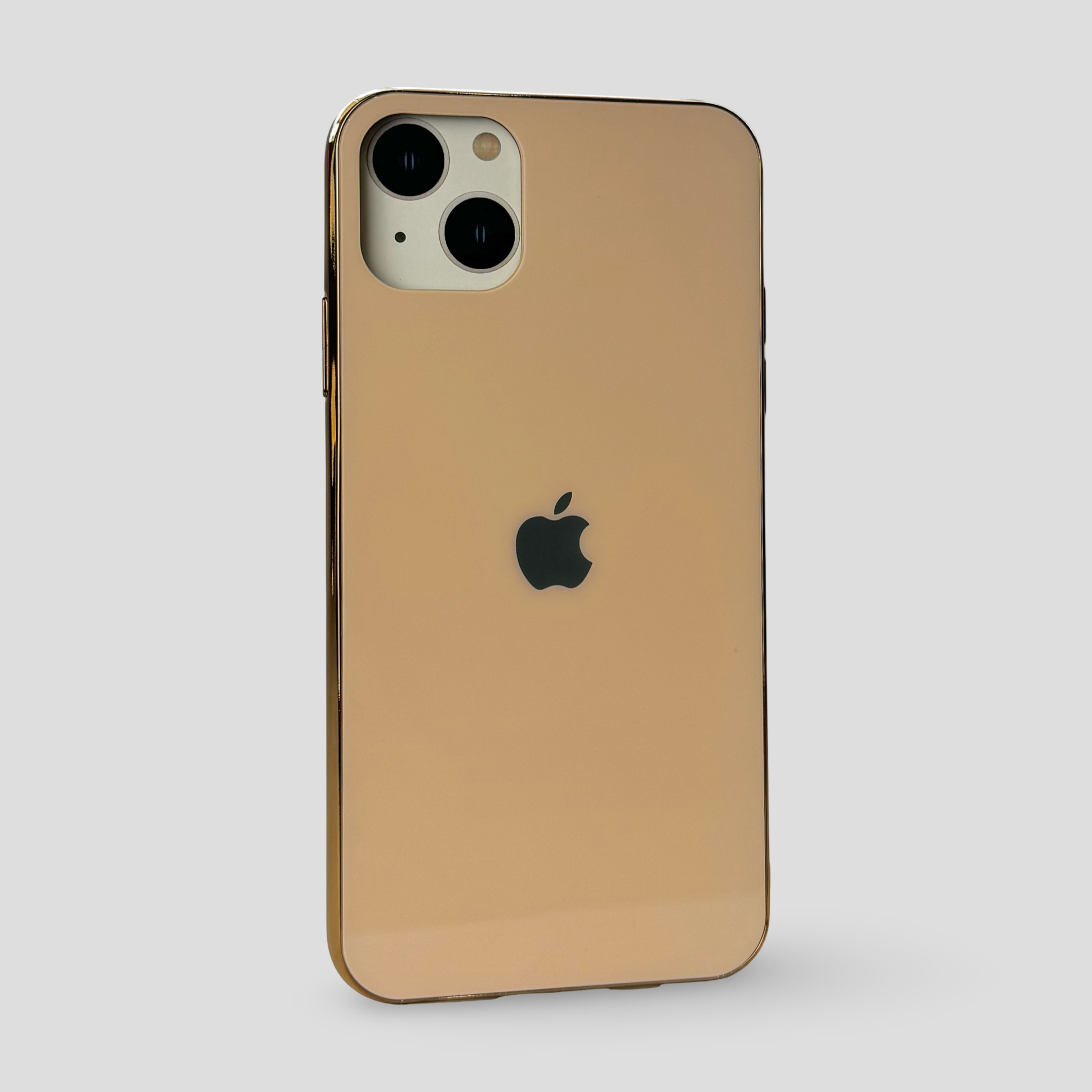 Стъклен кейс с лого за iPhone - Златист