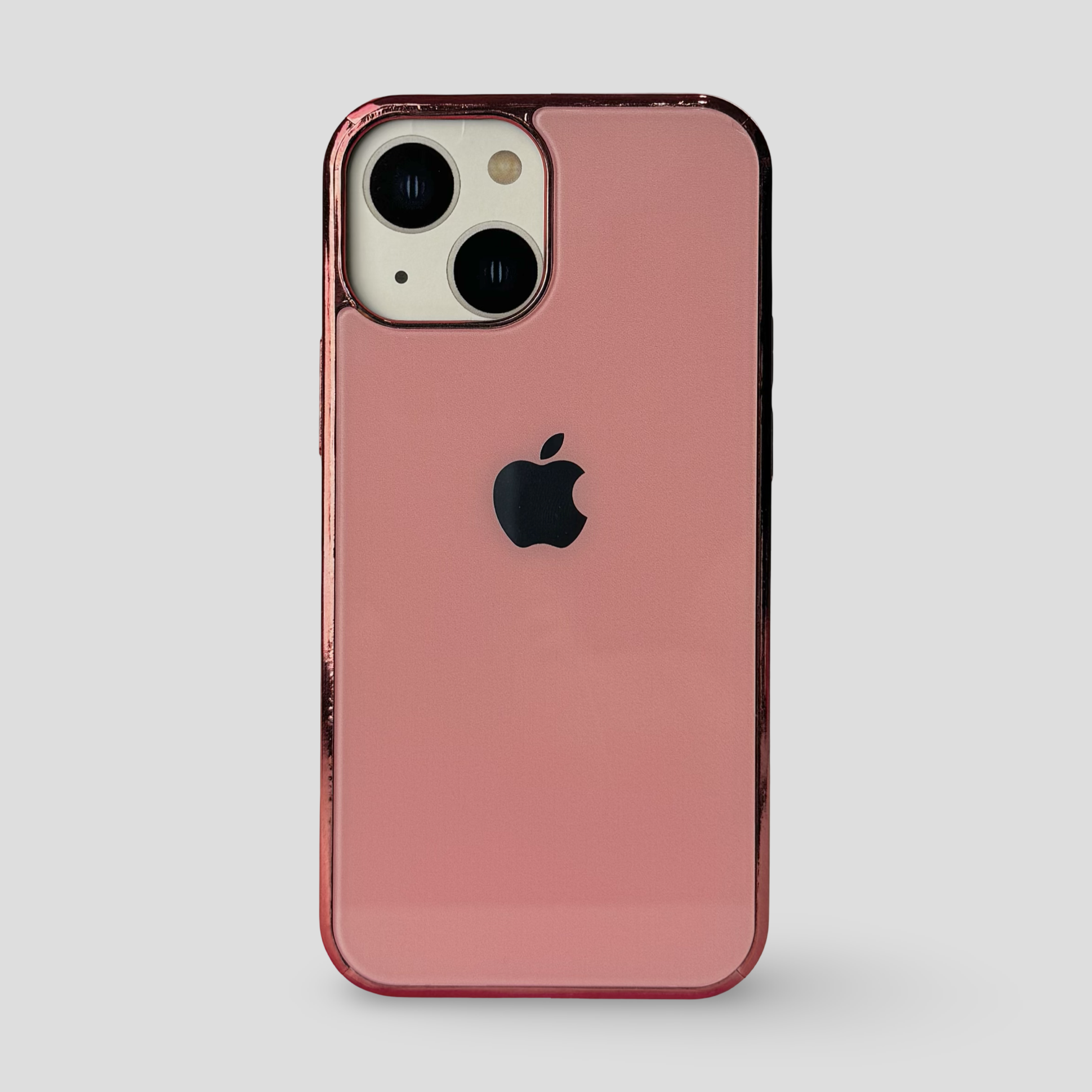 Стъклен кейс с лого за iPhone - Роузголд