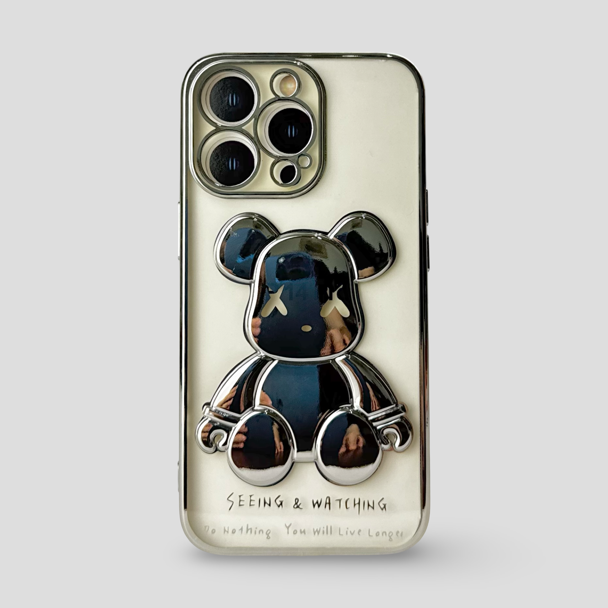 Силиконов кейс за iPhone - "Bear" Сребрист