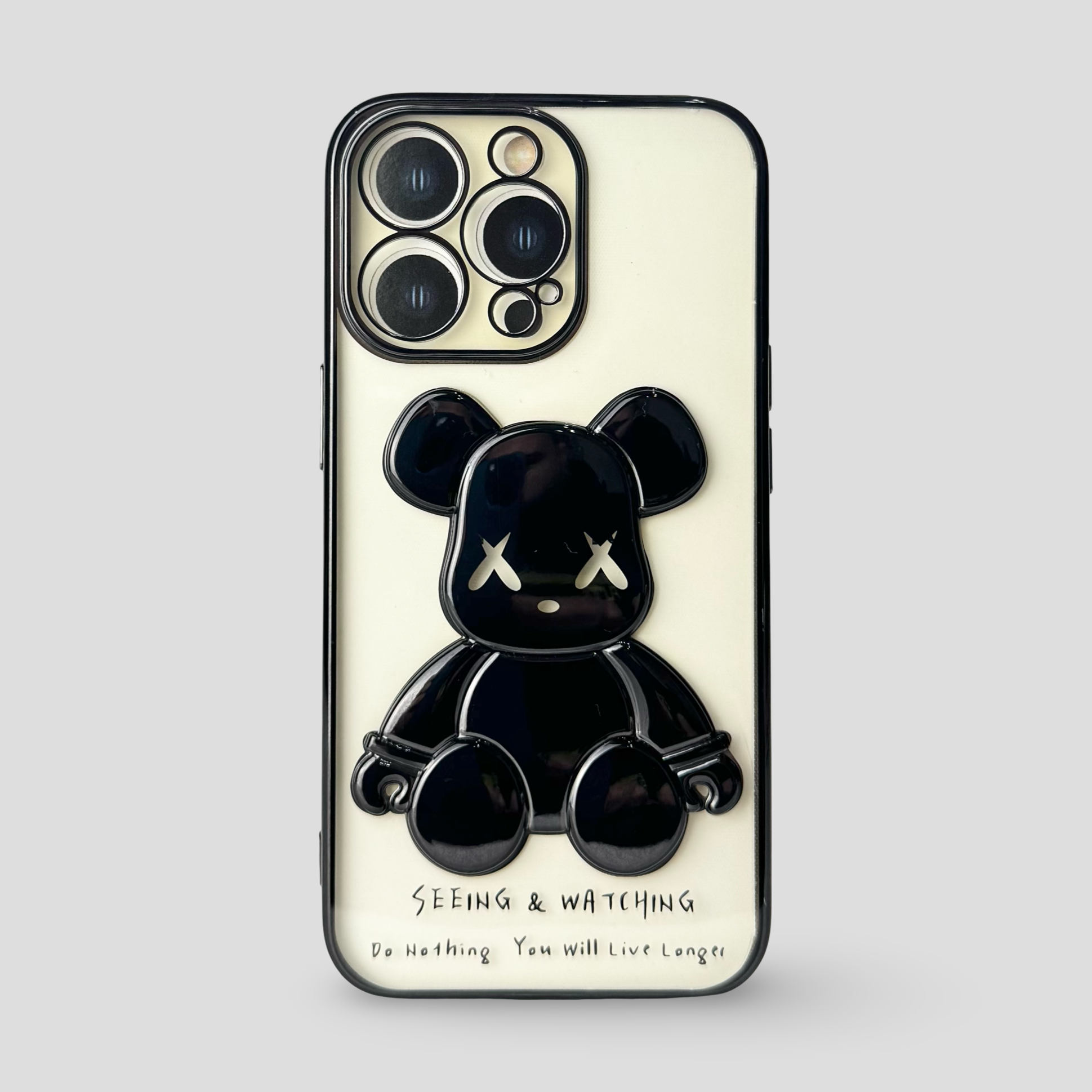 Силиконов кейс за iPhone - "Bear" Черен