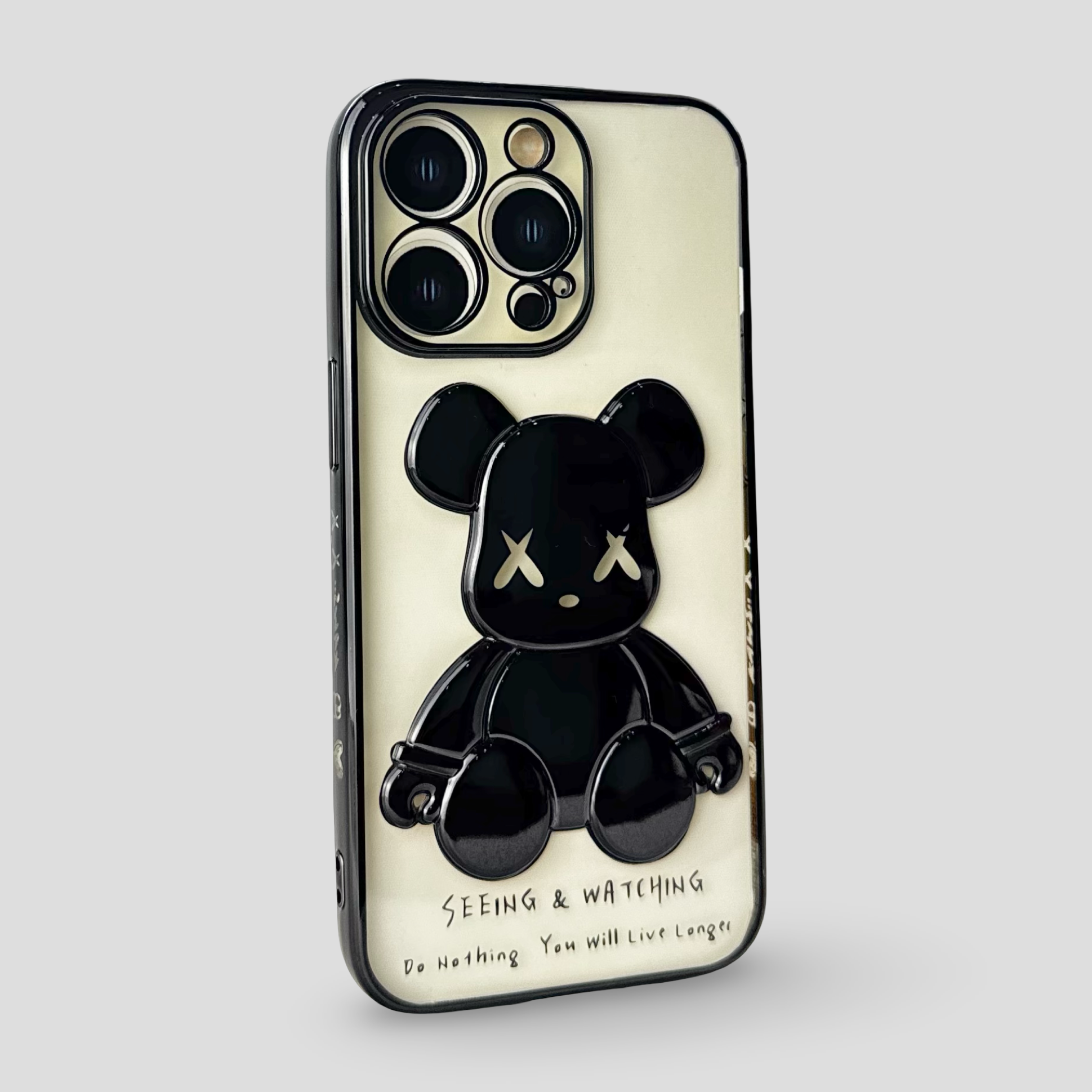 Силиконов кейс за iPhone - "Bear" Черен