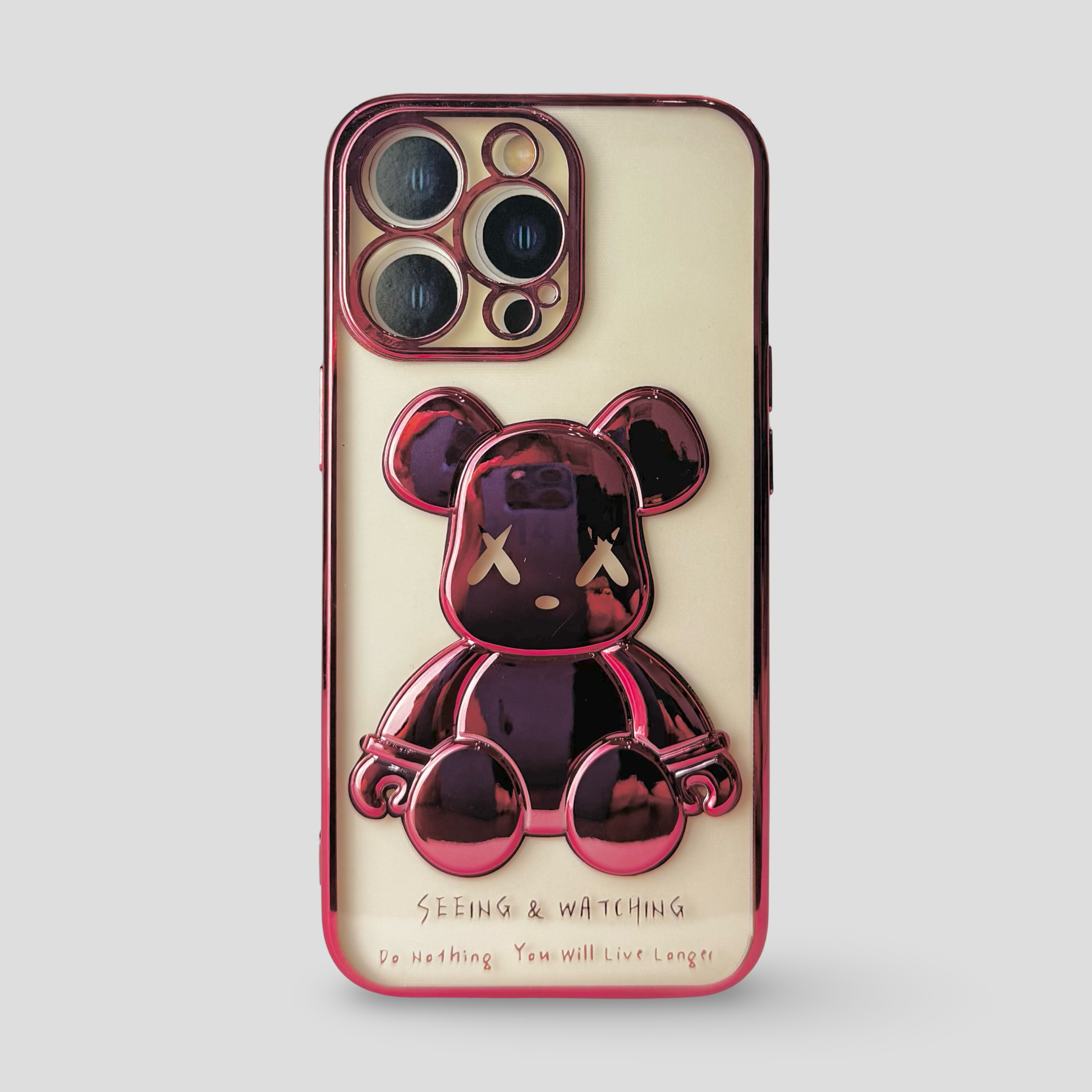 Силиконов кейс за iPhone - "Bear" Розов
