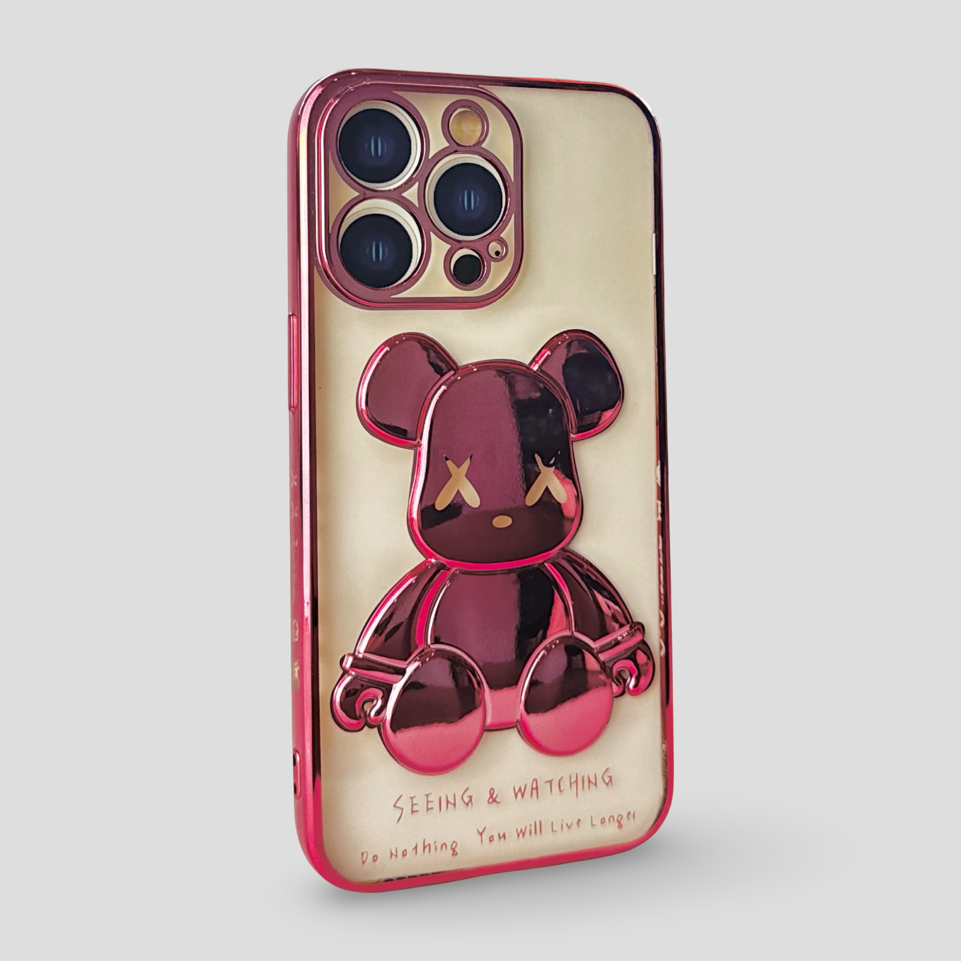 Силиконов кейс за iPhone - "Bear" Розов